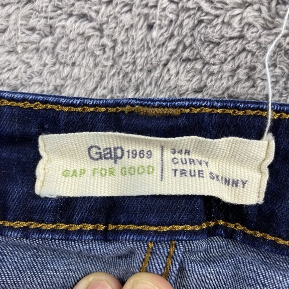 Gap 1969 Curvy True Skinny Jeans Womens 34R Blue Dark Wash Mid Rise - Picture 8 of 13